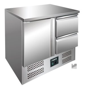 SARO Gekoelde werkbank met deur en lades,
model VIVIA S 901 S/S TOP 2x 1/2 GN