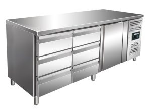 SARO Gekoelde werkbank met 1 deur en 2x sets van 3 lades,
model KYLJA 3150 TN