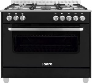 SARO Multifunctioneel gasfornuis met electrische oven
model TS95C61LNE zwart