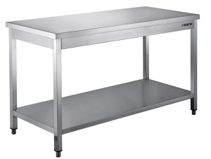 SARO Roestvrijstalen tafel, gedemonteerd, met legbord - 700 mm diepte, 1600 mm