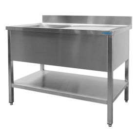 SARO spoeltafel met 1 wasbak, links - 600 mm diepte, 1200 mm