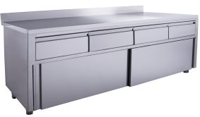 SARO Schuifdeurkast - 4 lades.2000X700mm met Opstaande rand