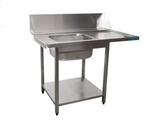 SARO aanvoertafel voor vaatwasser links, 1 bak, 1200 mm