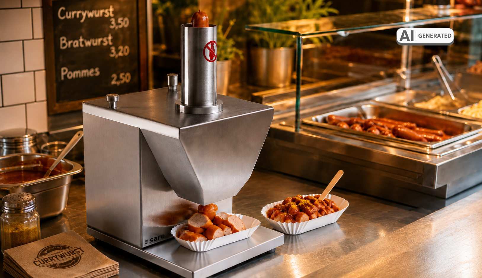 SARO elektrische curryworstsnijder model ANDRE - Afbeelding 2
